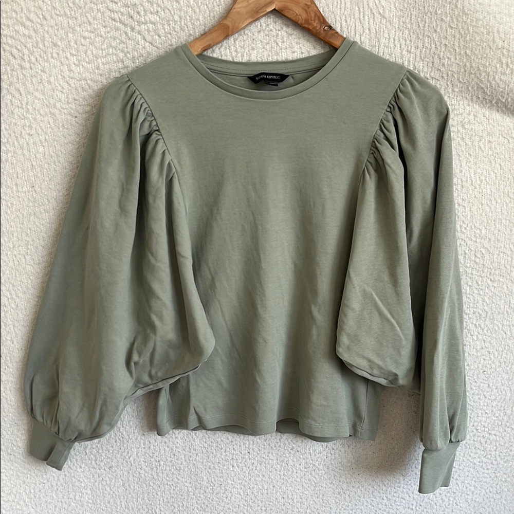 Banana Republic Sage Green Puff Sleeve Blouse